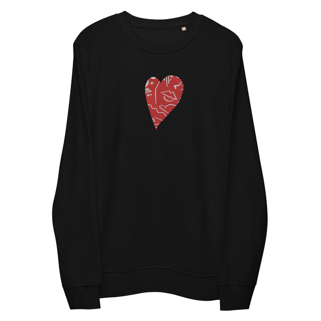 Chaotic Love Embroidered Heart Organic Cotton Blend Sweatshirt